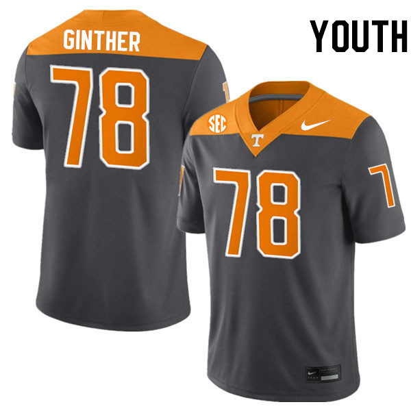 Youth #78 Gage Ginther Tennessee Volunteers College Football Jerseys Stitched-Anthracite